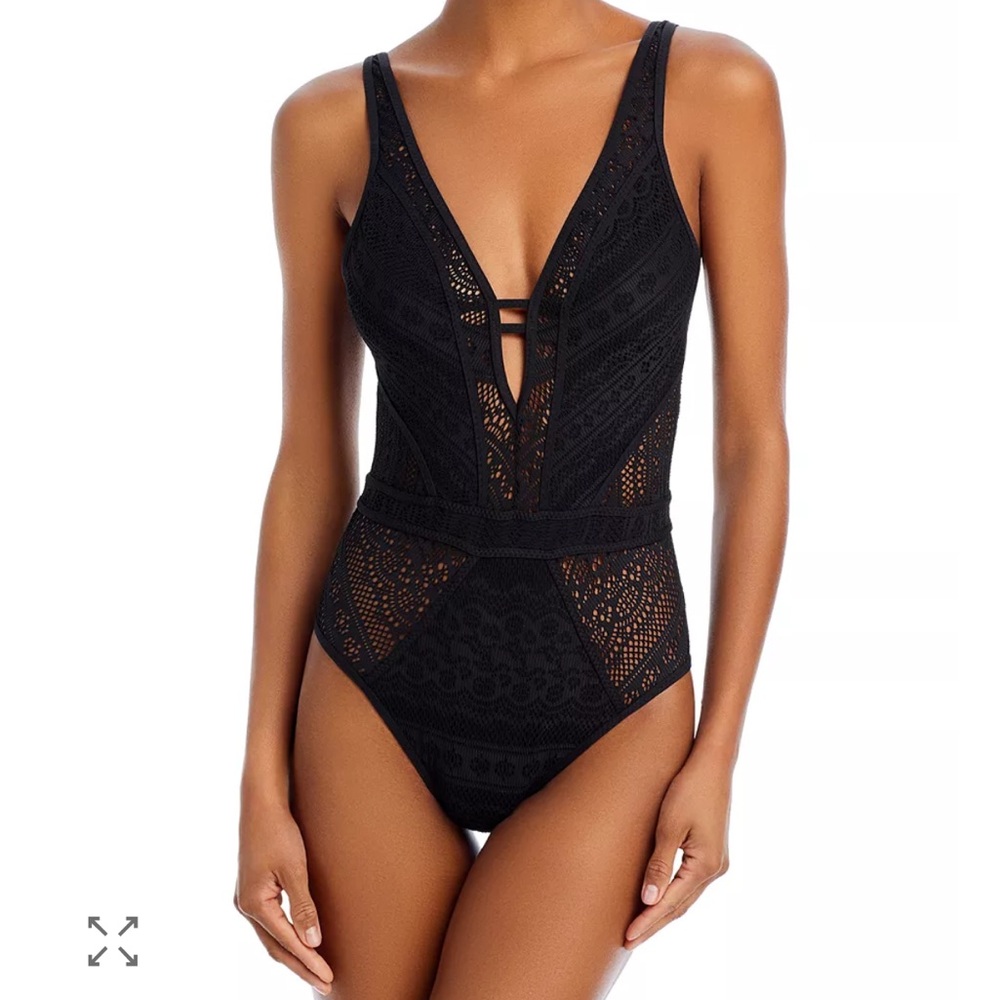 BECCA Black Crochet One-Piece Swimsuit